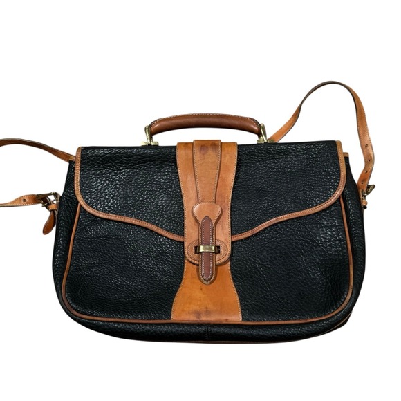 Vintage Dooney & Bourke Leather Equestrian Messenger Black Saddle Handbag‎ - Picture 3 of 16